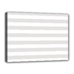 Horizontal Stripes - White and Platinum Gray Canvas 16  x 12  (Stretched)
