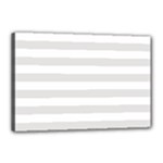 Horizontal Stripes - White and Platinum Gray Canvas 18  x 12  (Stretched)