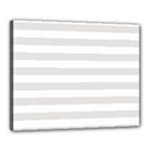 Horizontal Stripes - White and Platinum Gray Canvas 20  x 16  (Stretched)