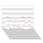 Horizontal Stripes - White and Platinum Gray I Love You 3D Greeting Card (7x5)