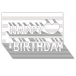 Horizontal Stripes - White and Platinum Gray Happy Birthday 3D Greeting Card (8x4)
