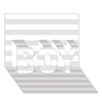 Horizontal Stripes - White and Platinum Gray BOY 3D Greeting Card (7x5)