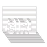 Horizontal Stripes - White and Platinum Gray GIRL 3D Greeting Card (7x5)