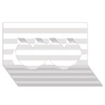 Horizontal Stripes - White and Platinum Gray Twin Hearts 3D Greeting Card (8x4)