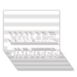 Horizontal Stripes - White and Platinum Gray YOU ARE INVITED 3D Greeting Card (7x5)