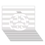 Horizontal Stripes - White and Platinum Gray Peace Sign 3D Greeting Card (7x5)