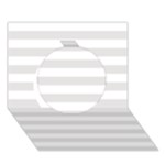 Horizontal Stripes - White and Platinum Gray Circle 3D Greeting Card (7x5)