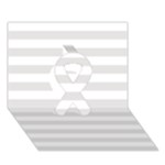 Horizontal Stripes - White and Platinum Gray Ribbon 3D Greeting Card (7x5)