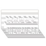 Horizontal Stripes - White and Platinum Gray Happy New Year 3D Greeting Card (8x4)
