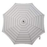 Horizontal Stripes - White and Platinum Gray Hook Handle Umbrella (Large)