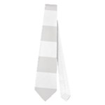 Horizontal Stripes - White and Platinum Gray Necktie (One Side)