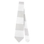 Horizontal Stripes - White and Platinum Gray Necktie (Two Side)