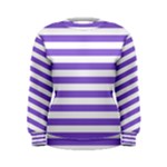 Horizontal Stripes - White and Dark Pastel Purple Women s Sweatshirt