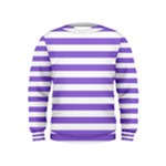 Horizontal Stripes - White and Dark Pastel Purple Kid s Sweatshirt