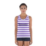 Horizontal Stripes - White and Dark Pastel Purple Women s Sport Tank Top