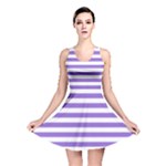 Horizontal Stripes - White and Dark Pastel Purple Reversible Skater Dress