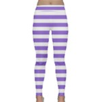 Horizontal Stripes - White and Dark Pastel Purple Yoga Leggings