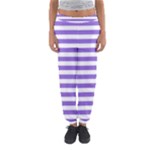 Horizontal Stripes - White and Dark Pastel Purple Women s Jogger Sweatpants