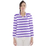 Horizontal Stripes - White and Dark Pastel Purple Wind Breaker (Women)