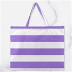 Horizontal Stripes - White and Dark Pastel Purple Zipper Large Tote Bag