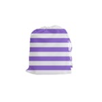 Horizontal Stripes - White and Dark Pastel Purple Drawstring Pouch (S)