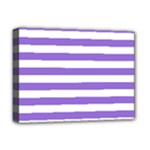 Horizontal Stripes - White and Dark Pastel Purple Deluxe Canvas 16  x 12  (Stretched)