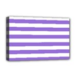 Horizontal Stripes - White and Dark Pastel Purple Deluxe Canvas 18  x 12  (Stretched)