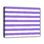 Horizontal Stripes - White and Dark Pastel Purple Deluxe Canvas 20  x 16  (Stretched)