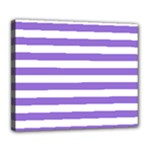 Horizontal Stripes - White and Dark Pastel Purple Deluxe Canvas 24  x 20  (Stretched)