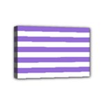 Horizontal Stripes - White and Dark Pastel Purple Mini Canvas 6  x 4  (Stretched)
