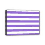 Horizontal Stripes - White and Dark Pastel Purple Mini Canvas 7  x 5  (Stretched)
