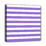 Horizontal Stripes - White and Dark Pastel Purple Mini Canvas 8  x 8  (Stretched)