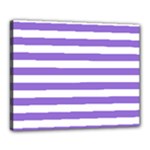 Horizontal Stripes - White and Dark Pastel Purple Canvas 20  x 16  (Stretched)