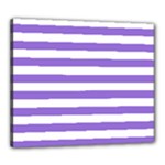 Horizontal Stripes - White and Dark Pastel Purple Canvas 24  x 20  (Stretched)