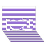 Horizontal Stripes - White and Dark Pastel Purple I Love You 3D Greeting Card (7x5)