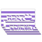 Horizontal Stripes - White and Dark Pastel Purple Best Friends 3D Greeting Card (8x4)