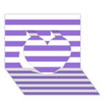 Horizontal Stripes - White and Dark Pastel Purple Heart 3D Greeting Card (7x5)
