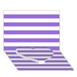 Horizontal Stripes - White and Dark Pastel Purple Heart Bottom 3D Greeting Card (7x5)