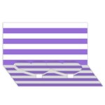 Horizontal Stripes - White and Dark Pastel Purple Twin Heart Bottom 3D Greeting Card (8x4)