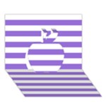 Horizontal Stripes - White and Dark Pastel Purple Apple 3D Greeting Card (7x5)