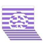 Horizontal Stripes - White and Dark Pastel Purple Peace Sign 3D Greeting Card (7x5)