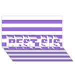 Horizontal Stripes - White and Dark Pastel Purple BEST SIS 3D Greeting Card (8x4)