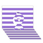 Horizontal Stripes - White and Dark Pastel Purple Ribbon 3D Greeting Card (7x5)