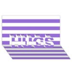 Horizontal Stripes - White and Dark Pastel Purple HUGS 3D Greeting Card (8x4)