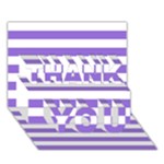 Horizontal Stripes - White and Dark Pastel Purple THANK YOU 3D Greeting Card (7x5)