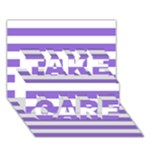Horizontal Stripes - White and Dark Pastel Purple TAKE CARE 3D Greeting Card (7x5)