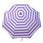 Horizontal Stripes - White and Dark Pastel Purple Folding Umbrella
