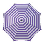 Horizontal Stripes - White and Dark Pastel Purple Golf Umbrella