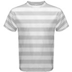Horizontal Stripes - White and Gainsboro Gray Men s Cotton Tee