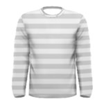 Horizontal Stripes - White and Gainsboro Gray Men s Long Sleeve T-shirt